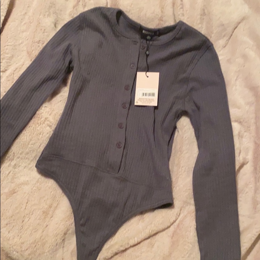 NWT Missguided long sleeve button up bodysuit